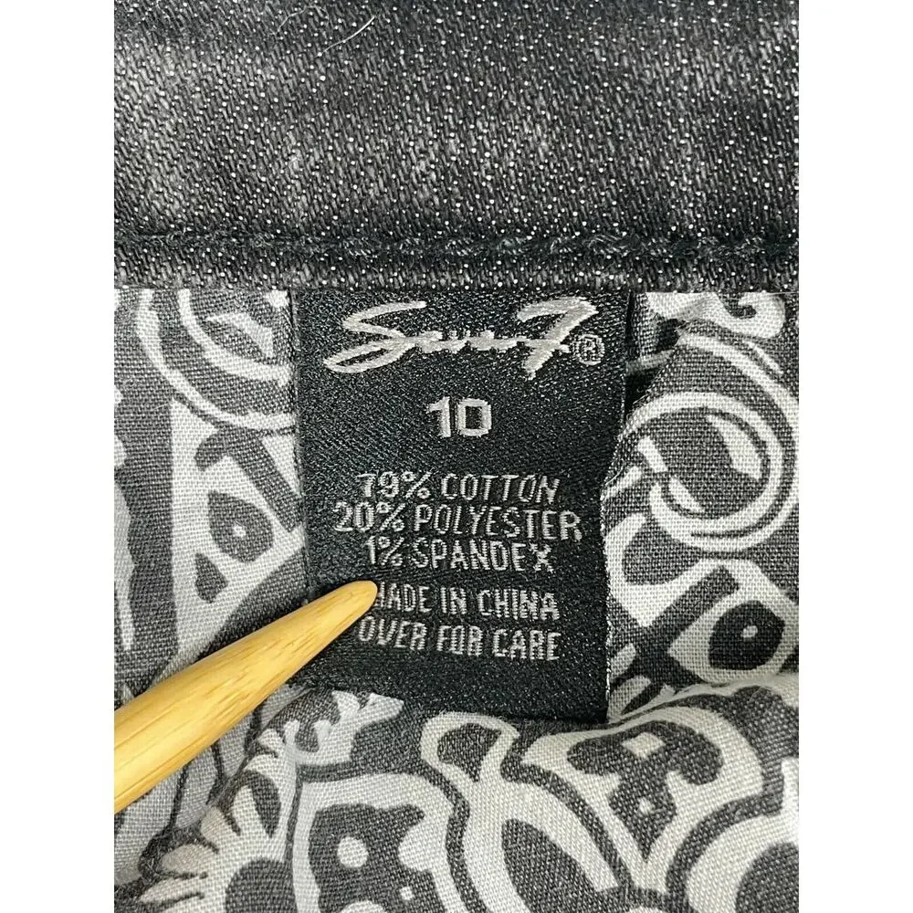 Seven 7 Jeans Stretchy Gems Pockets Size 10 Tapered Seven7 Black Rhinestone